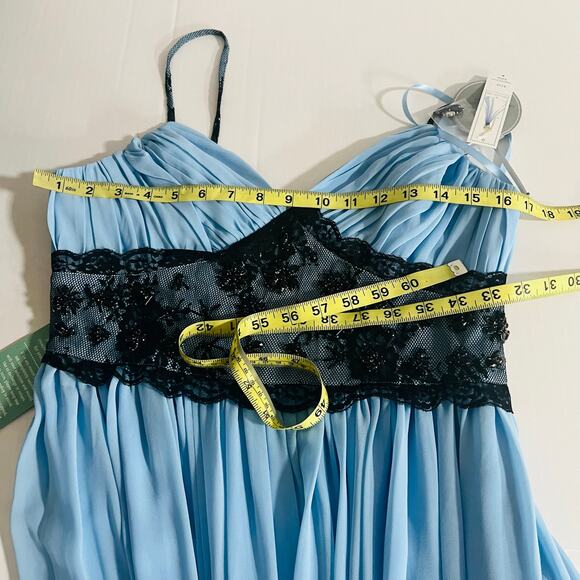 Pearl Georgina Chapman Blue Spagetti Beaded Lace Detail Maxi Dress Size 10 NWT - Picture 7 of 7